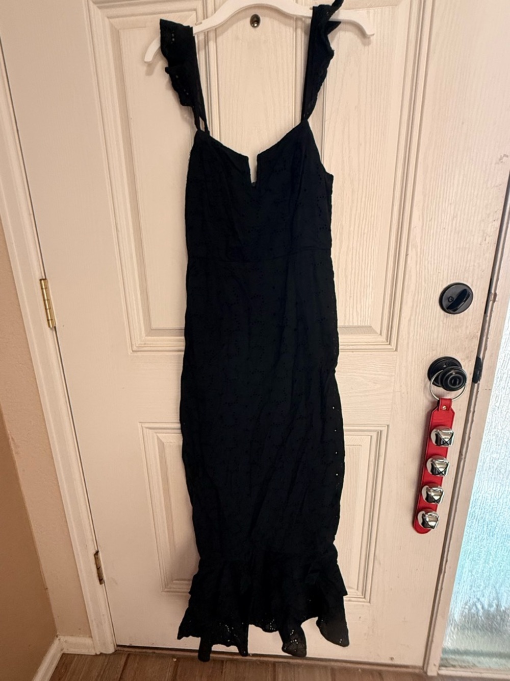 Lulu's Black Ruffle-Strap Maxi Dress